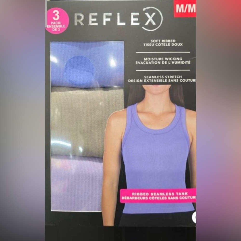 Reflex Seamless Tank Trio - Blue, Beige, Purple size M NWT